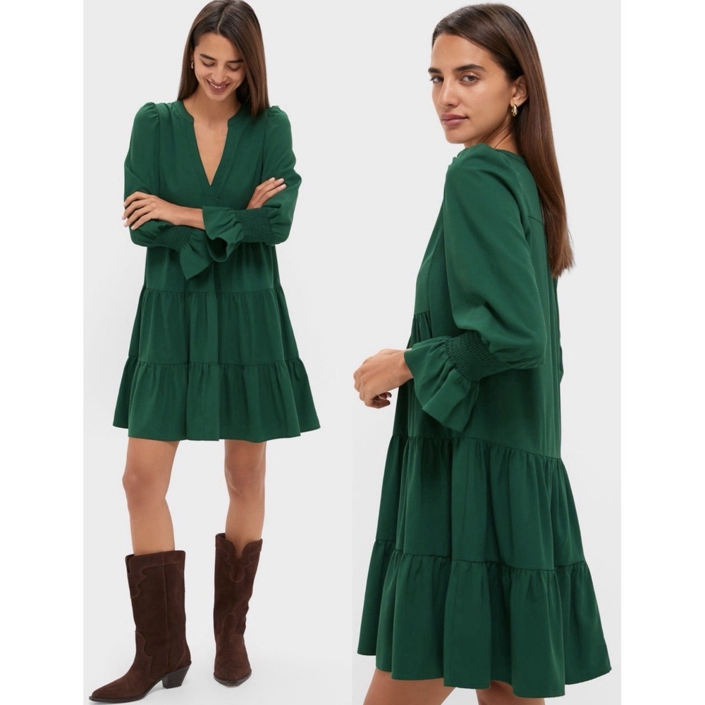 Tuckernuck Pomander Place Kelly Green Crepe Kenzo Dress Size L $98